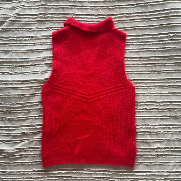 Fuzzy Red Collared Top with Crystal Buttons - Picture 3 of 4